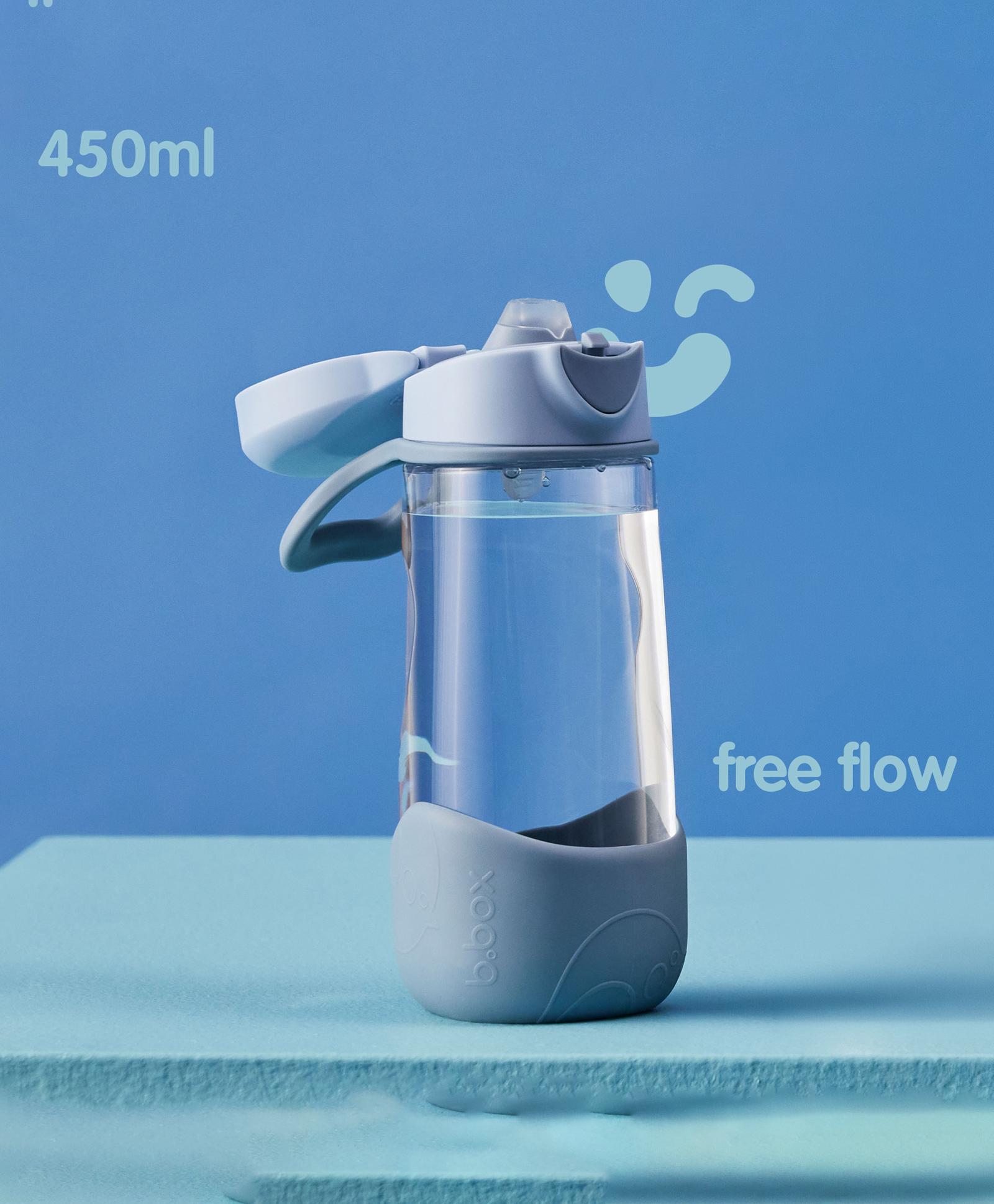 B.Box Flip Top Lid Spout Drink Bottle for kids - Leak Proof & Easy to Carry 450 ml - Chill Out Blue-picture-16