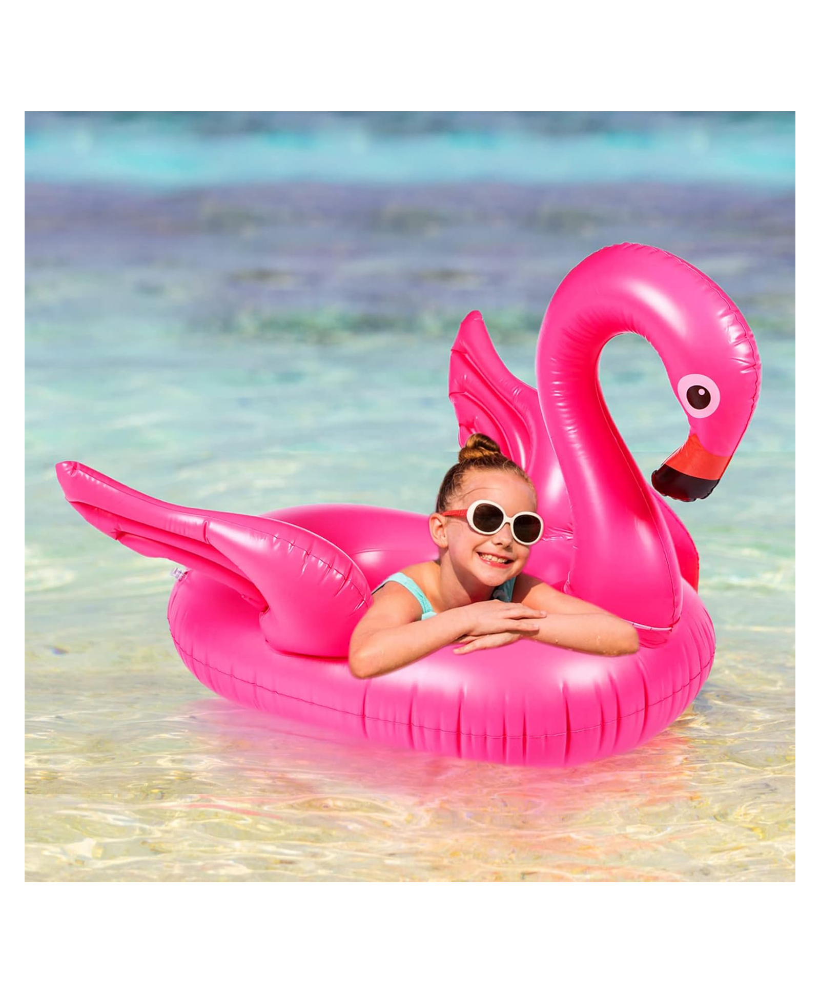 Sanjary Inflatable flamingo shapeswimming float tube With Wingsfor kids Color & Shape May Vary-picture-12