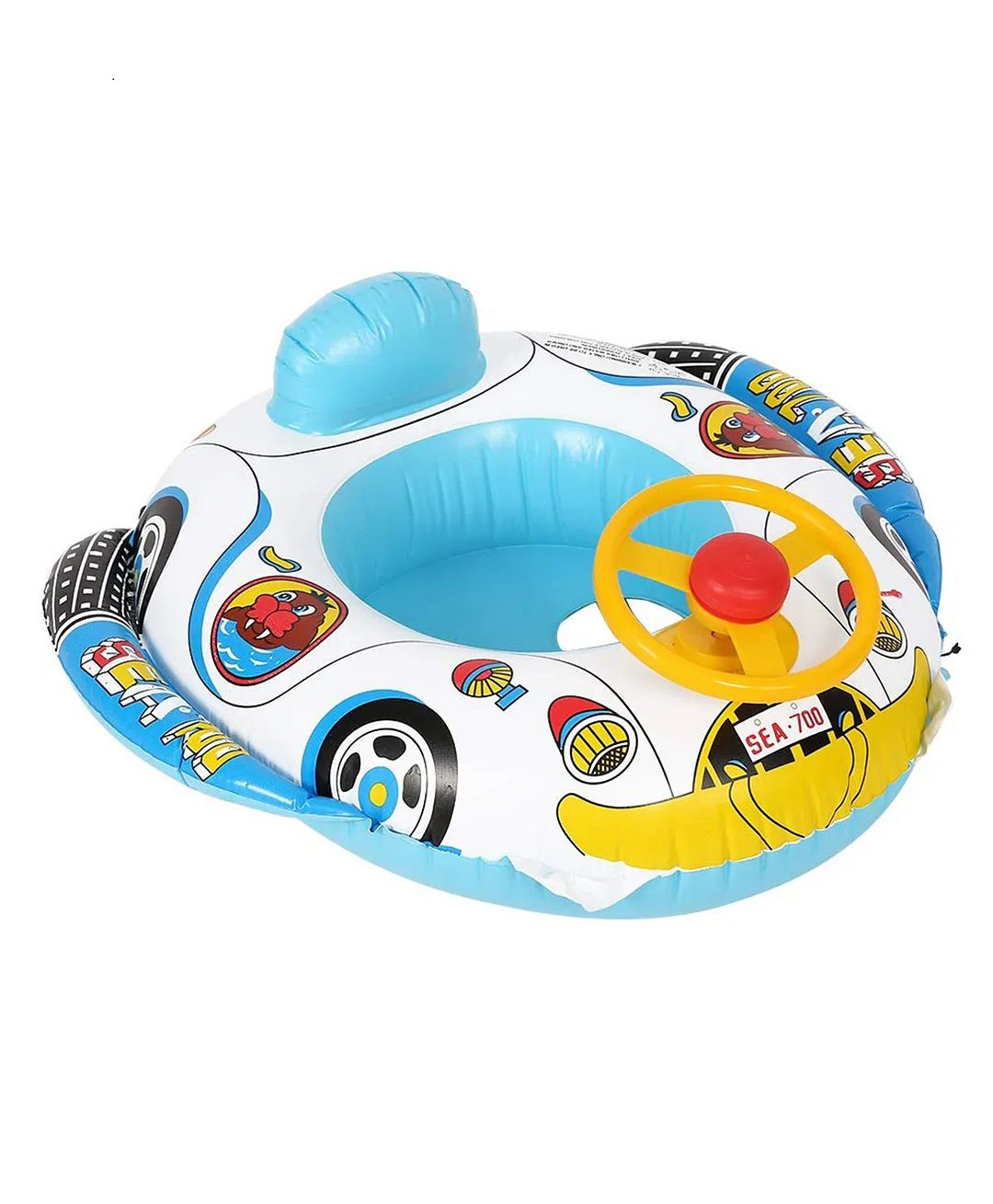 Sanjary Baby Float Inflatable Swimming boat Pool Tube with Steering Toy for kids Color & shape May Vary-picture-11