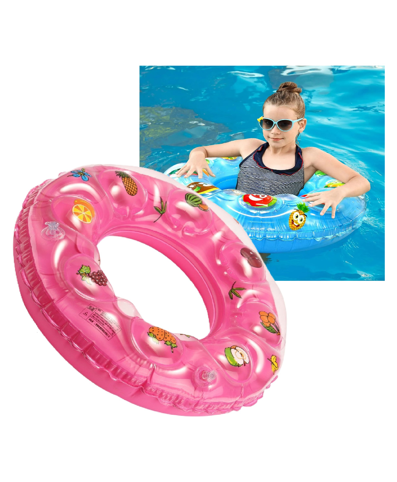 SANJARY Inflatable Print Swim safety Ring For kids size 70 - Color May Vary-image-20
