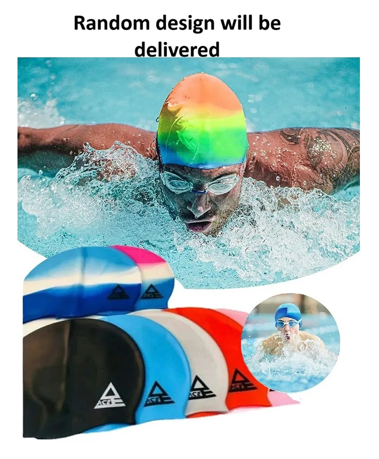 Sanjary Swimming Cap Water Sports for Long Hair Short Hair Swimming Cap ColorMay Vary-image-19