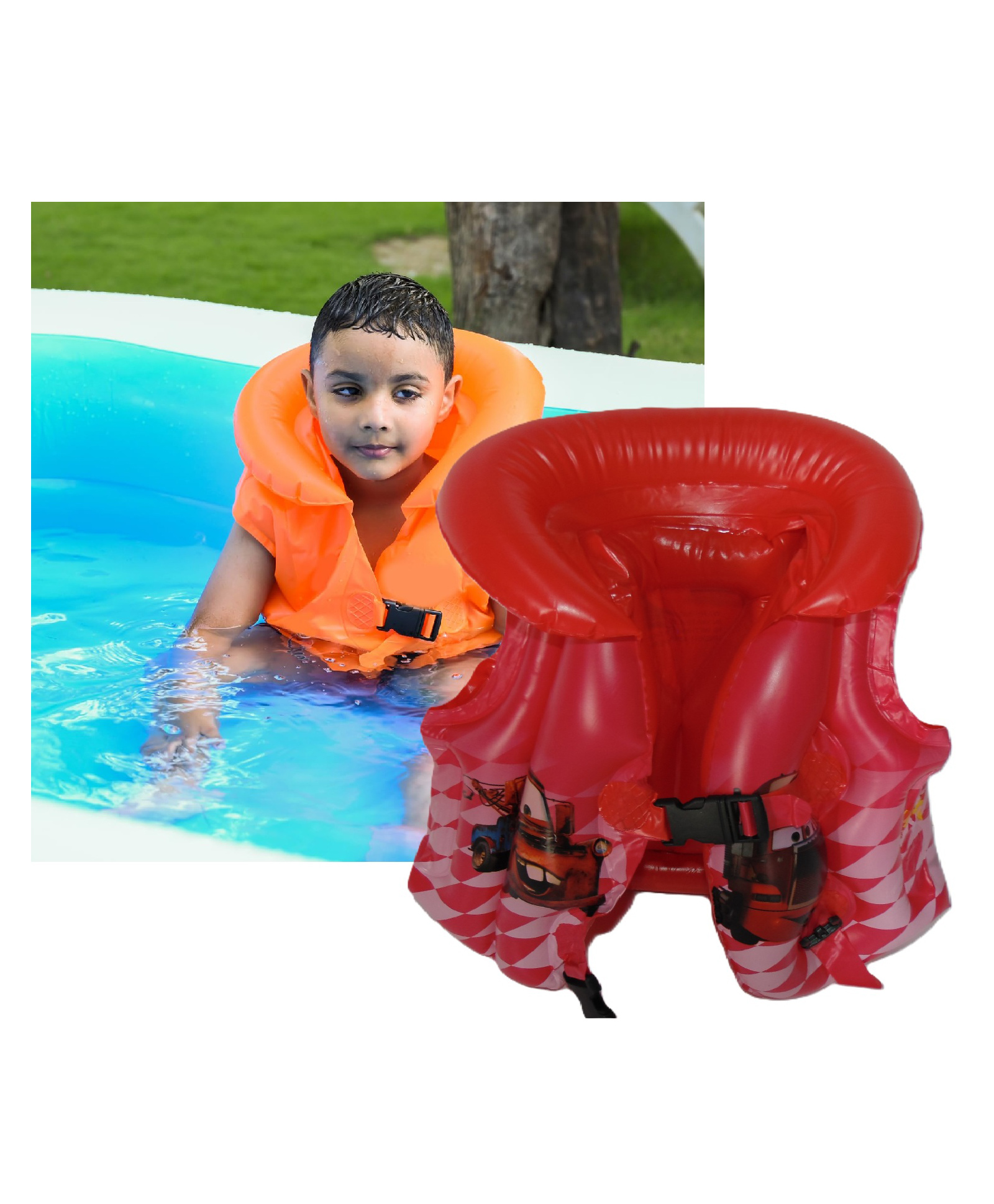 SANJARY Inflatable Swimming Jacket McQueen & Spiderman Print for kids Large Size Color May Vary-image-32