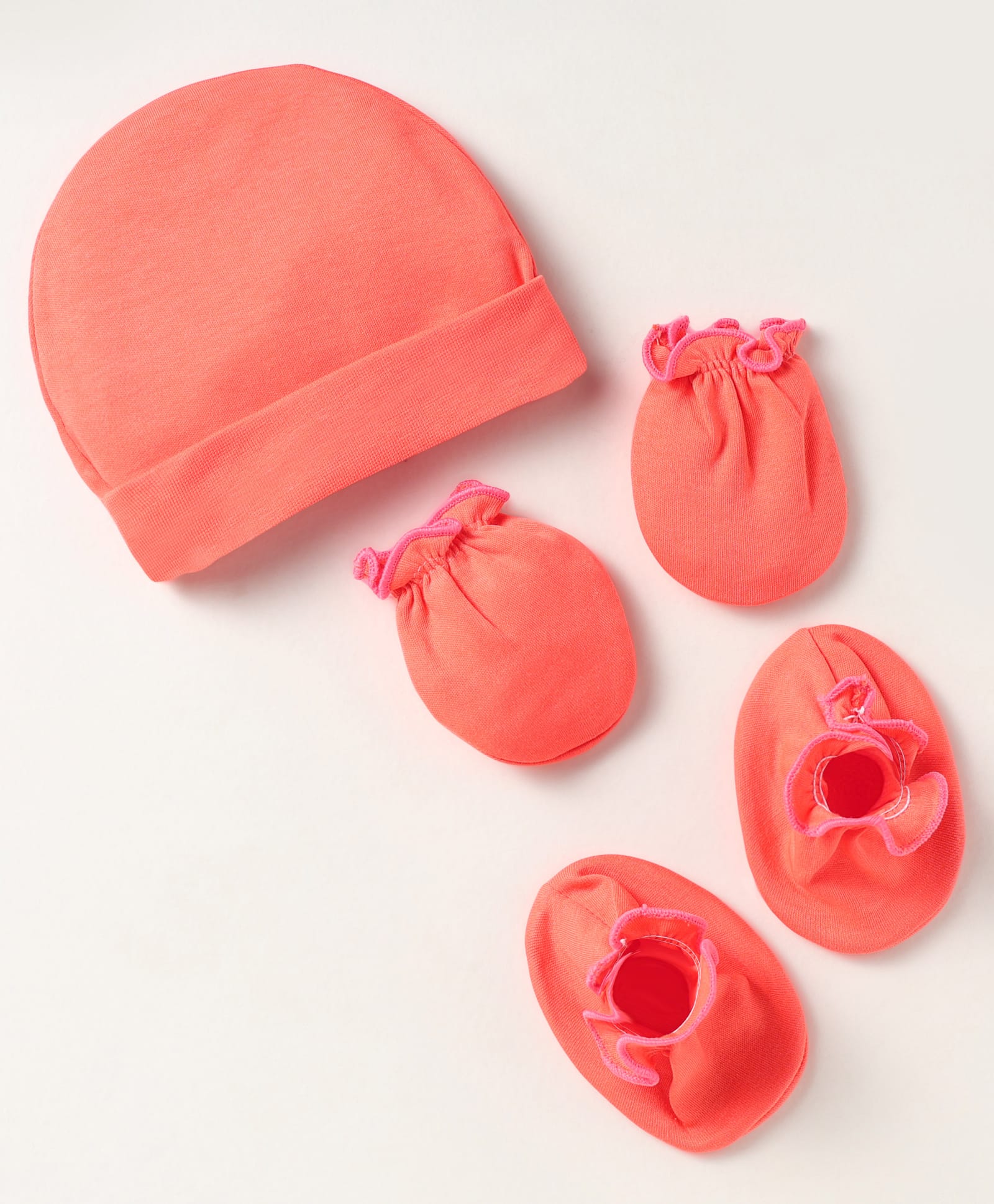 Ben Benny 100% Cotton Knit Solid Colour Cap Mittens & Booties Set Red - Diameter 10 cm-image-22