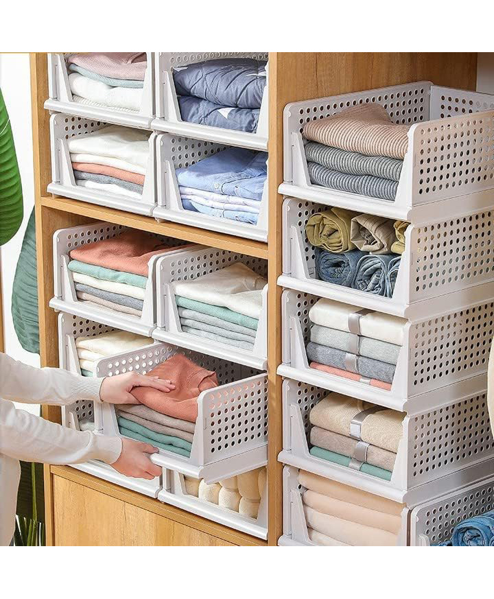 JD Fresh Polypropylene 12 Pieces Wardrobe Organizer for Storage - White-image-49