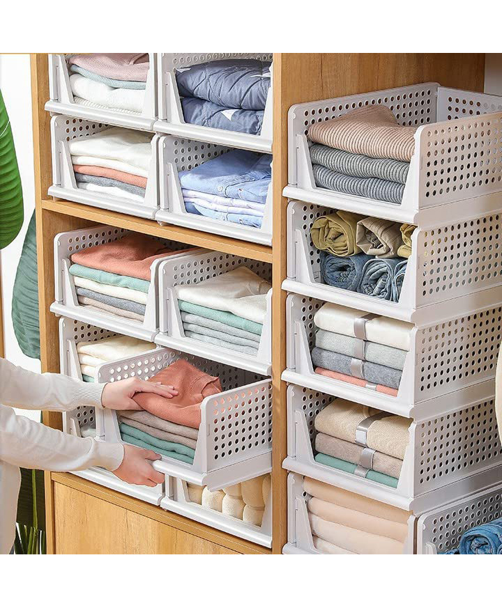JD FRESH Polypropylene 10 Pieces Wardrobe Organizer for Storage Foldable - White-image-36