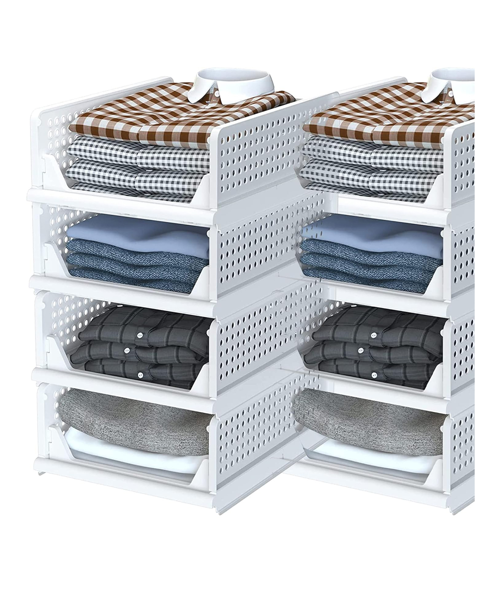 JD FRESH Polypropylene 6 Pieces Wardrobe Organizer for Storage Foldable - White-image-11