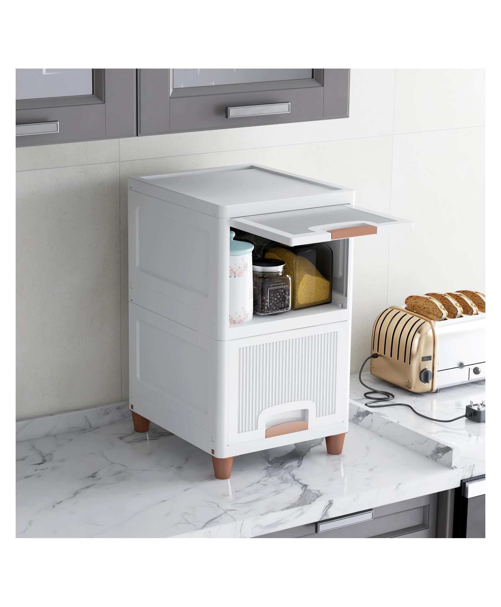 JD FRESH 2 Tier Stackable Cabinet for Clothes - White-image-43