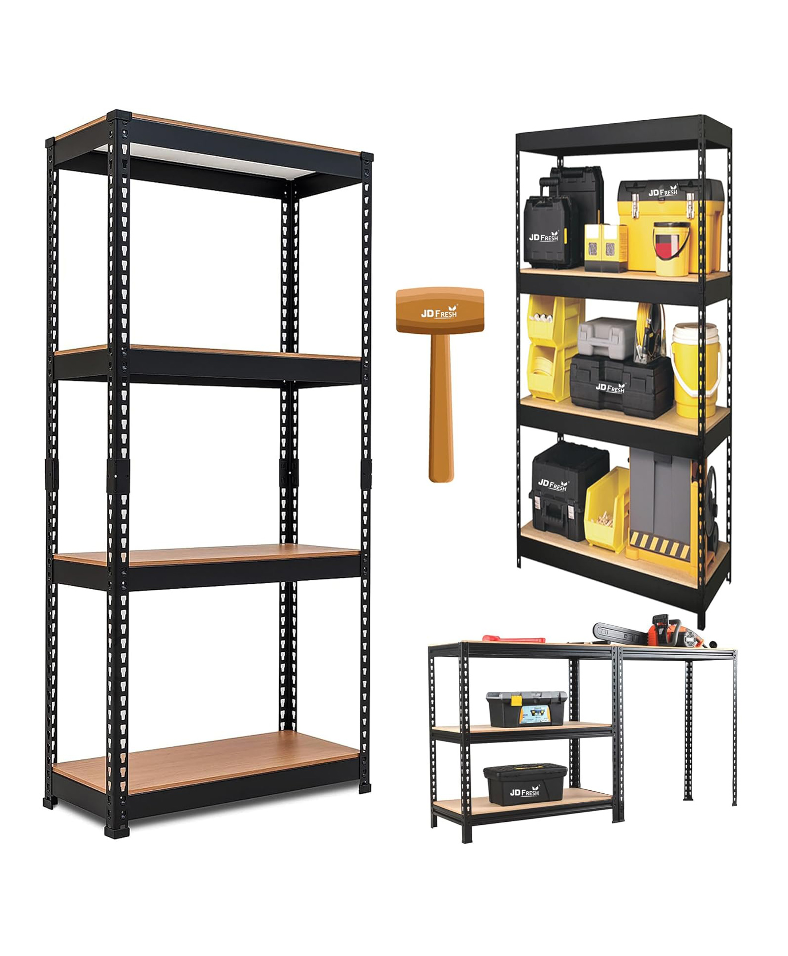 JD FRESH 4 Tier Adjustable Iron Boltless Shelves -Black-picture-25