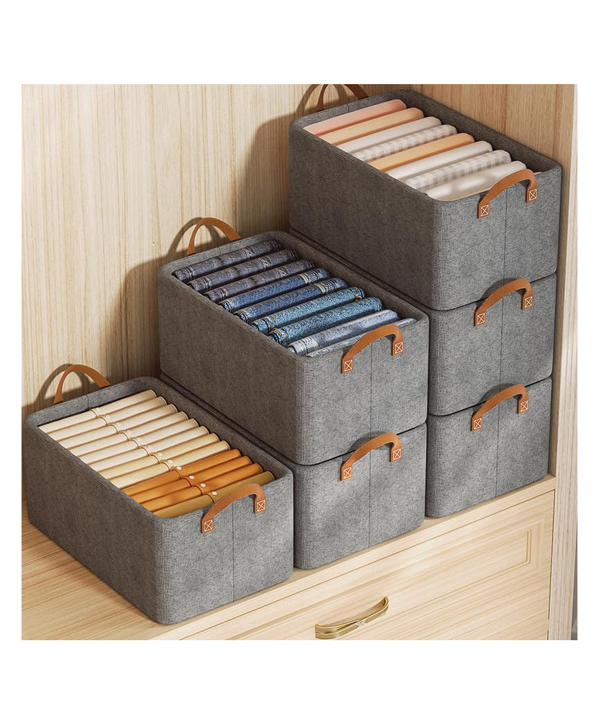 JD FRESH 4 Piece of Woven Fabric Wardrobe Organizer for Clothes - Grey-picture-23