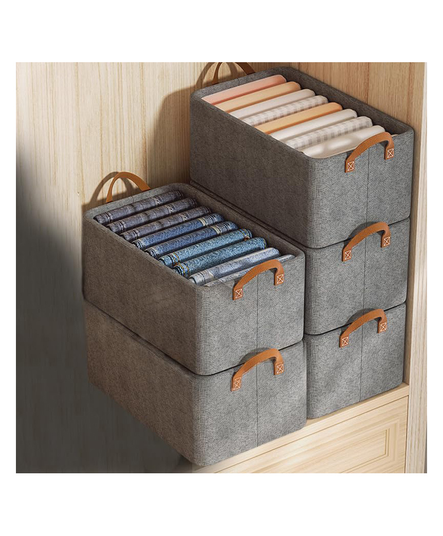 JD FRESH 5 Piece of Woven Fabric Wardrobe Organizer for Clothes - Grey-picture-17
