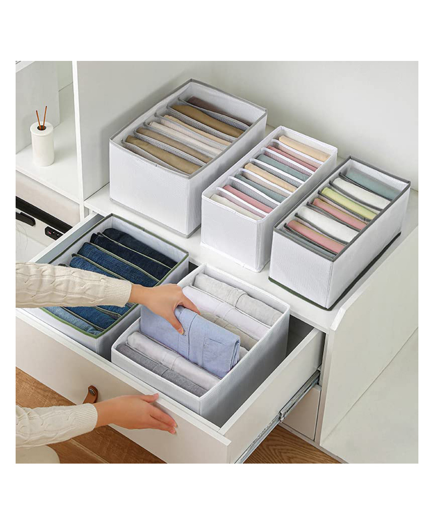 JD FRESH 10-Piece Set of Non-Woven Fabric Clothes Organizers for Wardrobe - White-picture-14
