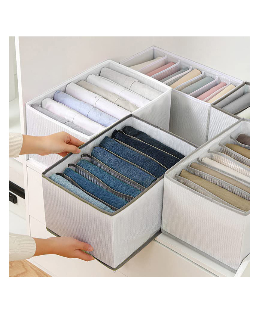 JD FRESH 4-Piece Set of Non-Woven Fabric Clothes Organizers for Wardrobe - White-image-39