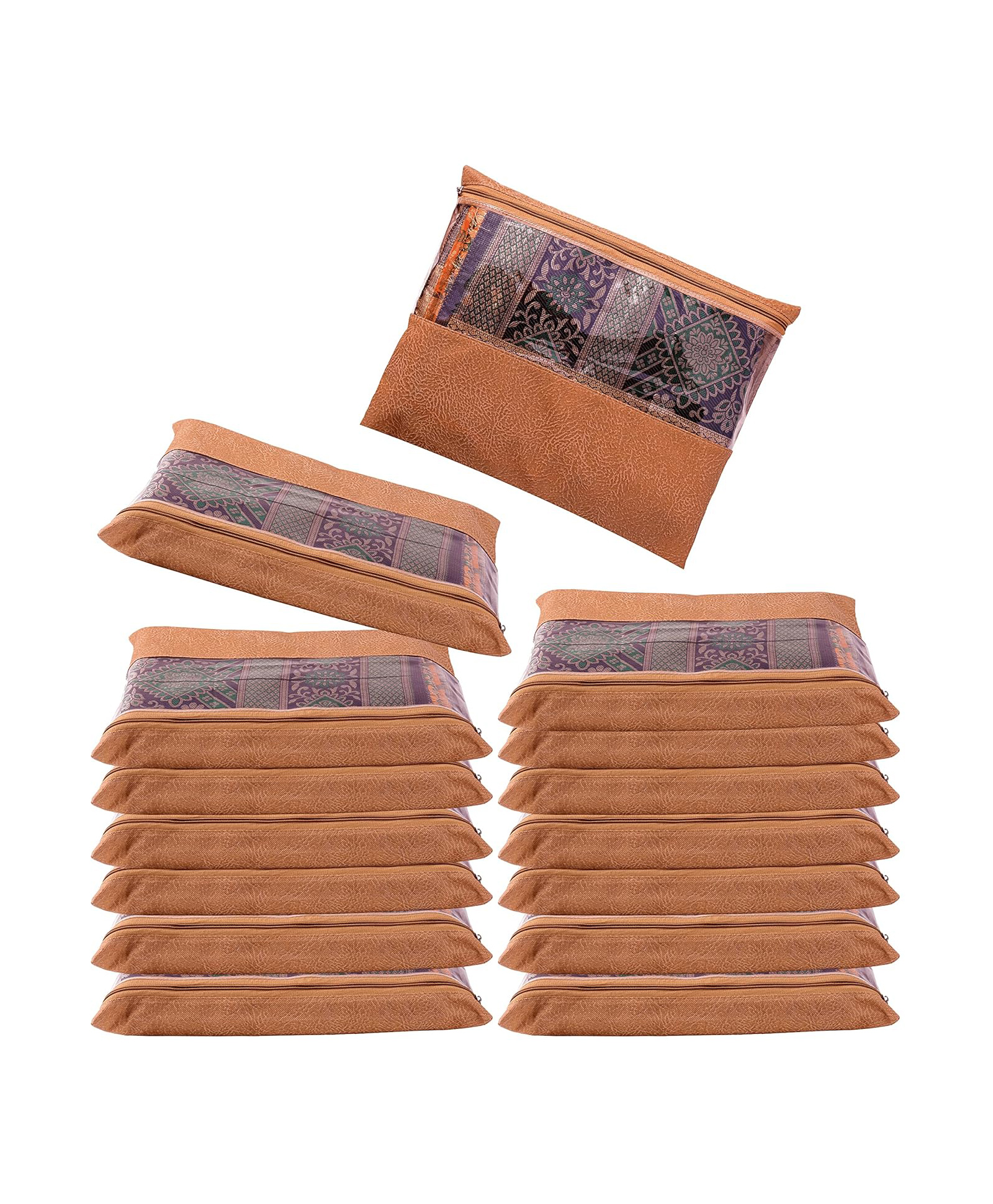 JD FRESH 12 Pcs Non-Woven Saree Covers with Zip - Orange-picture-21
