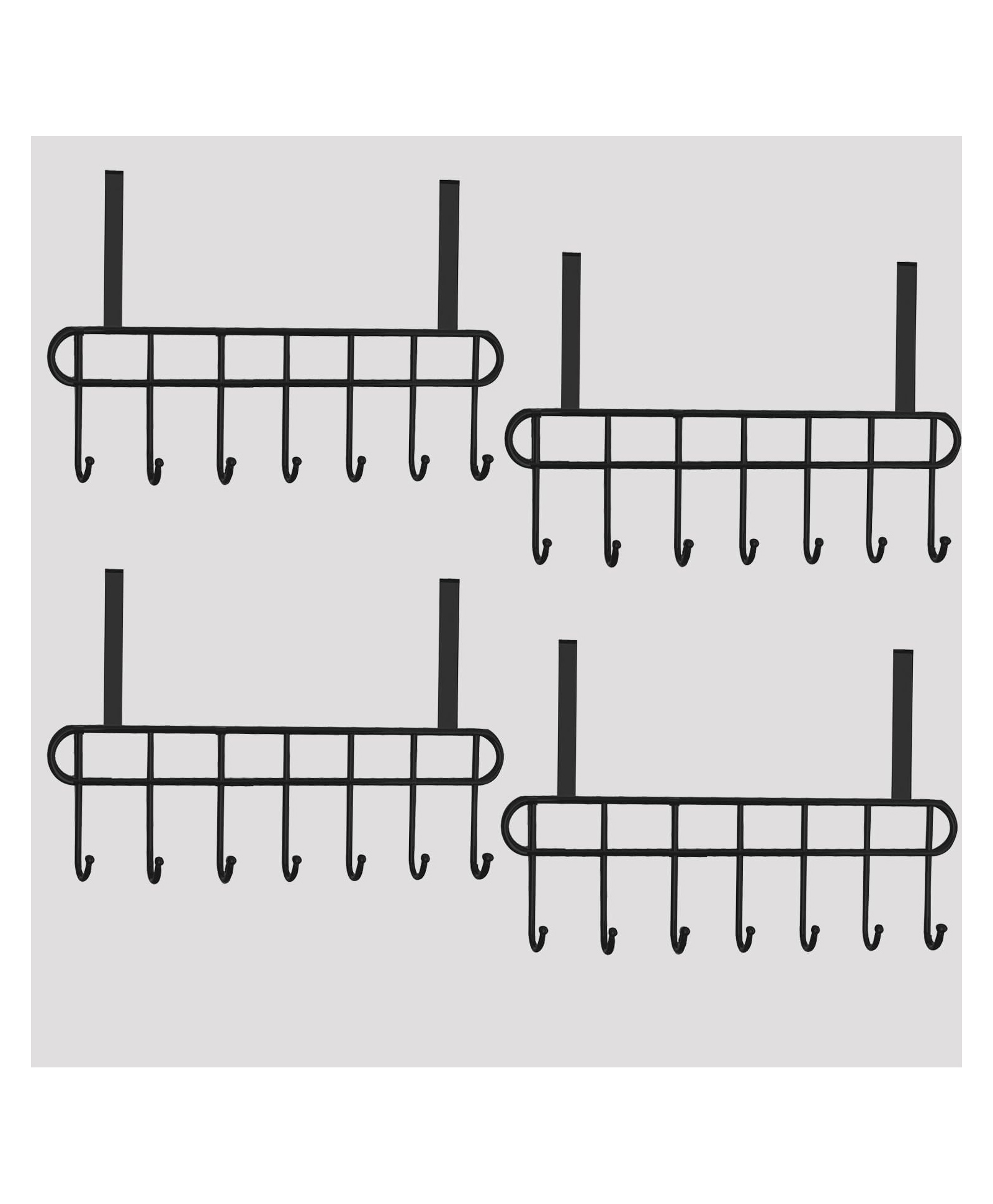 JD FRESH 4 Piece Premium Metal Drill Free Hooks Door Hangers for Clothes - Black-image-4