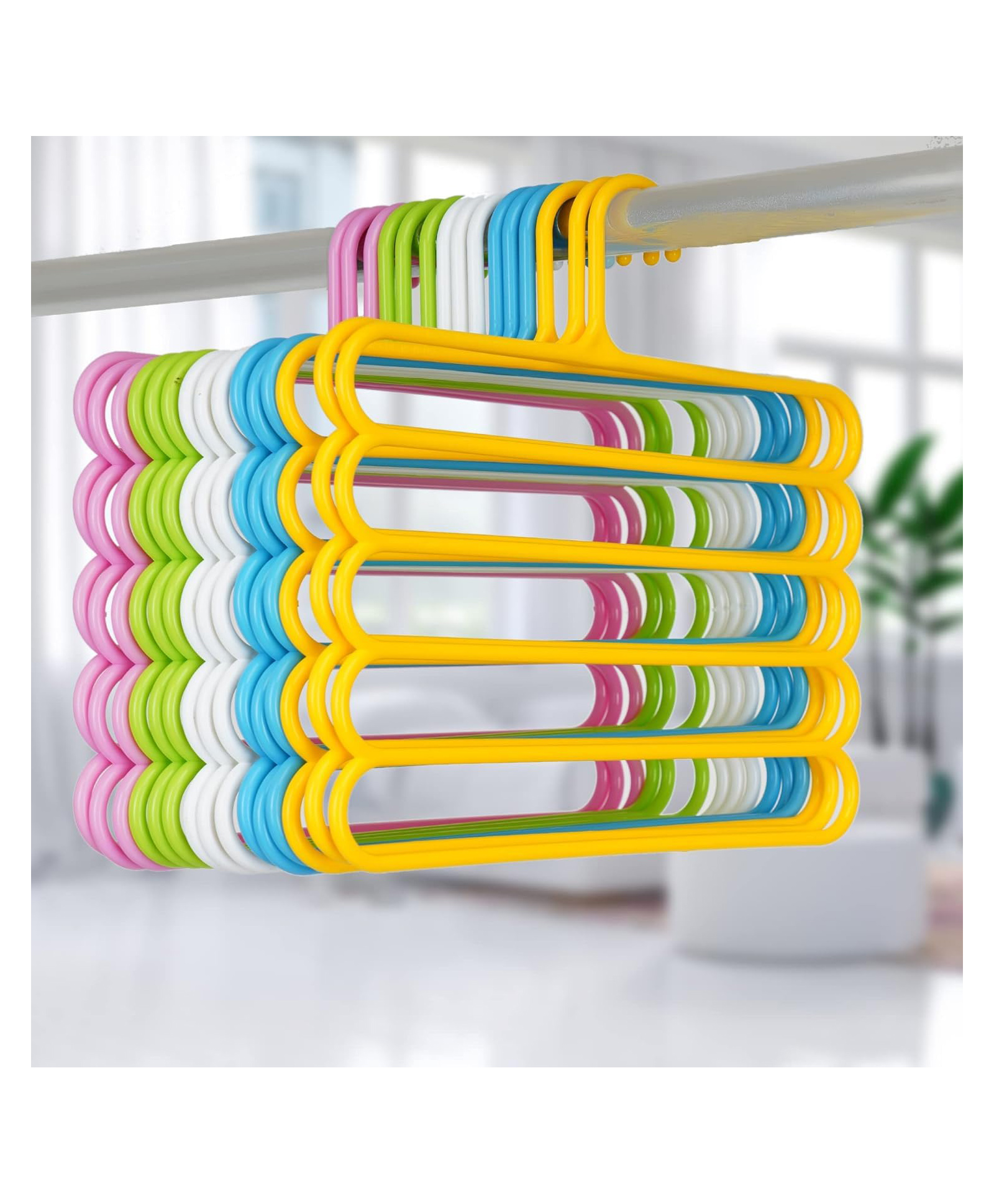 JD Fresh 5 Layer Clothes Hanger for Wardrobe and Cupboards 3 Set - Multi Color-image-22