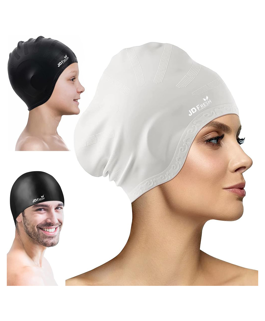 JD FRESH Silicone Swimming Cap - Grey-image-47