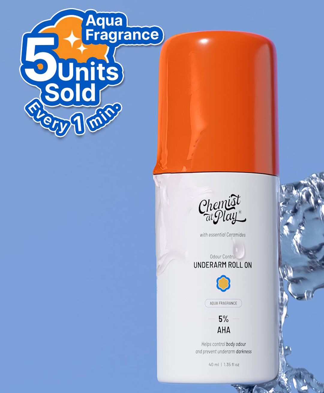 Chemist at Play Underarm Roll On with Lactic Acid & Aqua Fragrance Deodorant - 40 ml-image-3