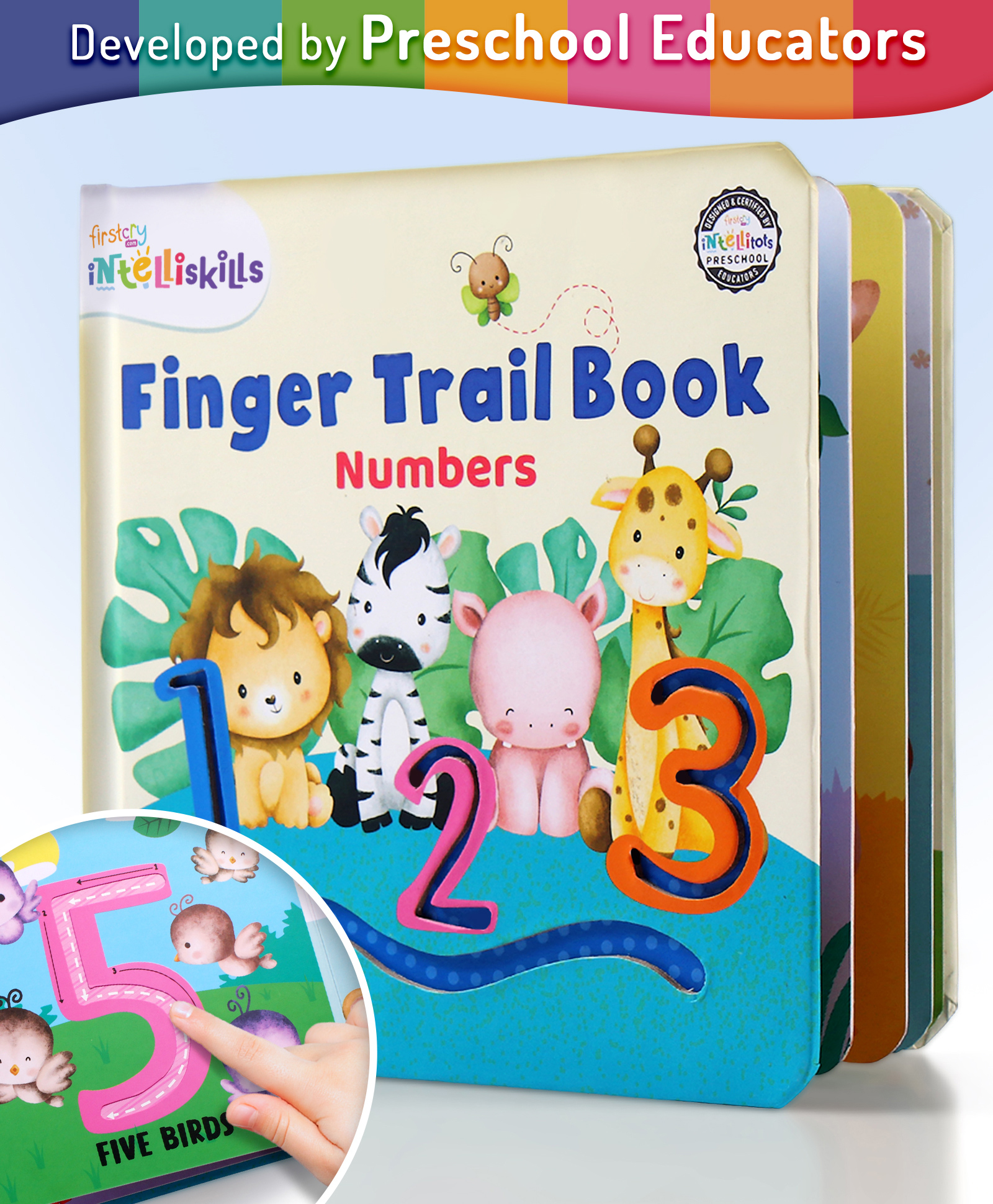 Intelliskills Pave-A-Way Finger Trail - Numbers | Kids Tactile 1234 Tracing Board Book | Trace & Learn | Boosts Numeracy & Motor Skills |Fun Learning for Toddlers |For Gifting | Educator Recommended-image-38