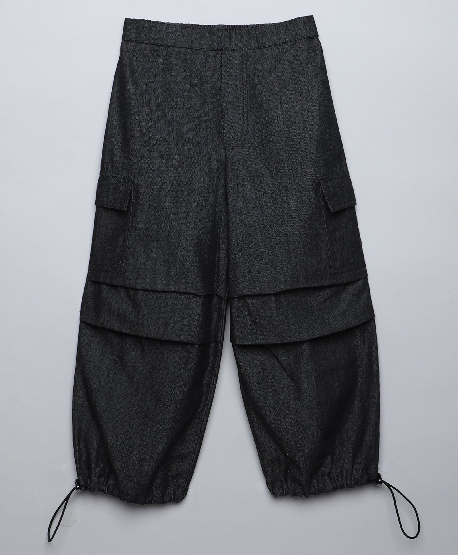 Taffykids Denim Full Length Solid Parachute Pants - Grey-picture-16