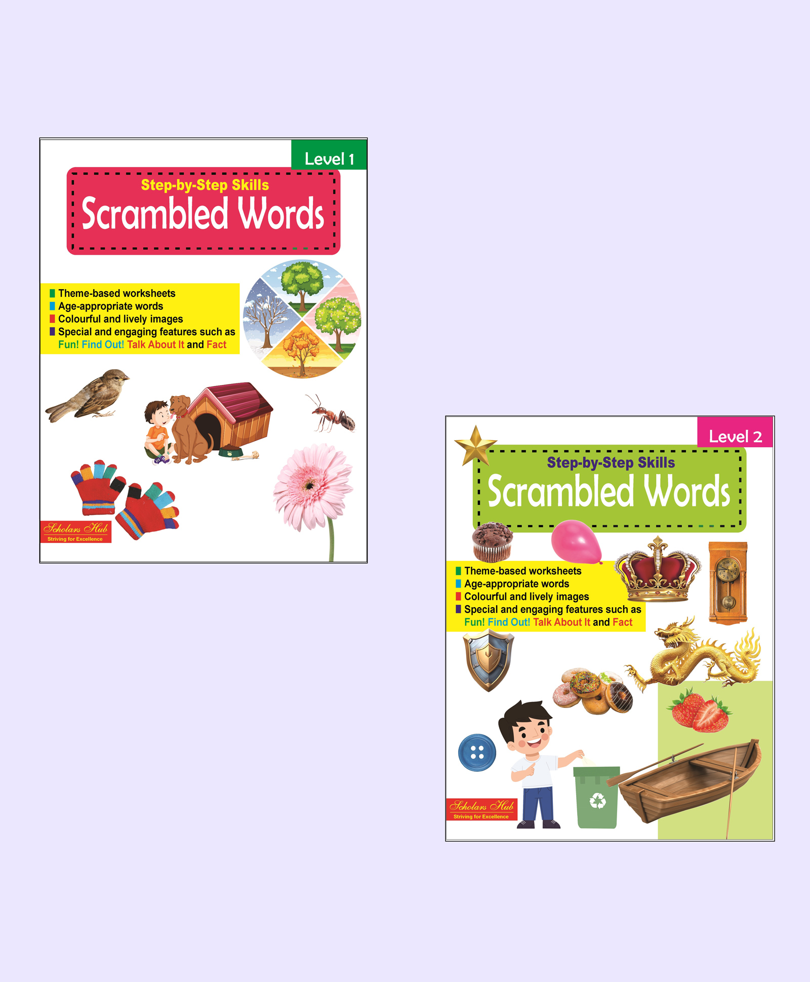 Scholars Hub Step by Step Skills-Scrambled Words-1 & 2 (Pack of 2 books) (Tearable Colorful Worksheets)-image-48