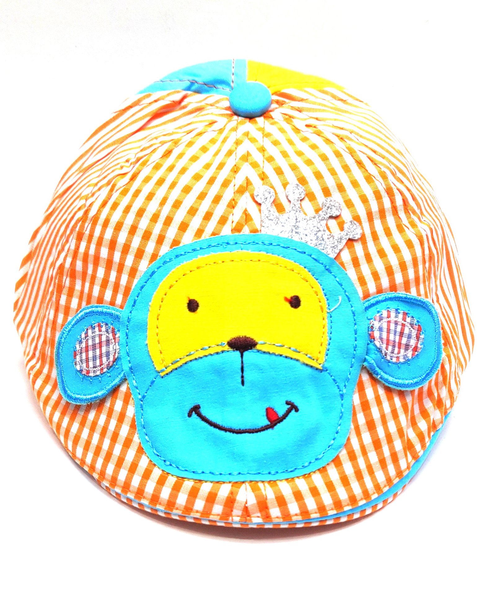 Kid-O-World Cotton Monkey Patch Embroidered & Checked Golf Cap - Orange-picture-36