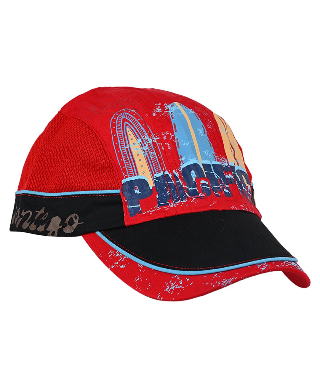 Kid-O-World Cotton Pacific Text Designed Mesh Detailed Cap - Red-image-3