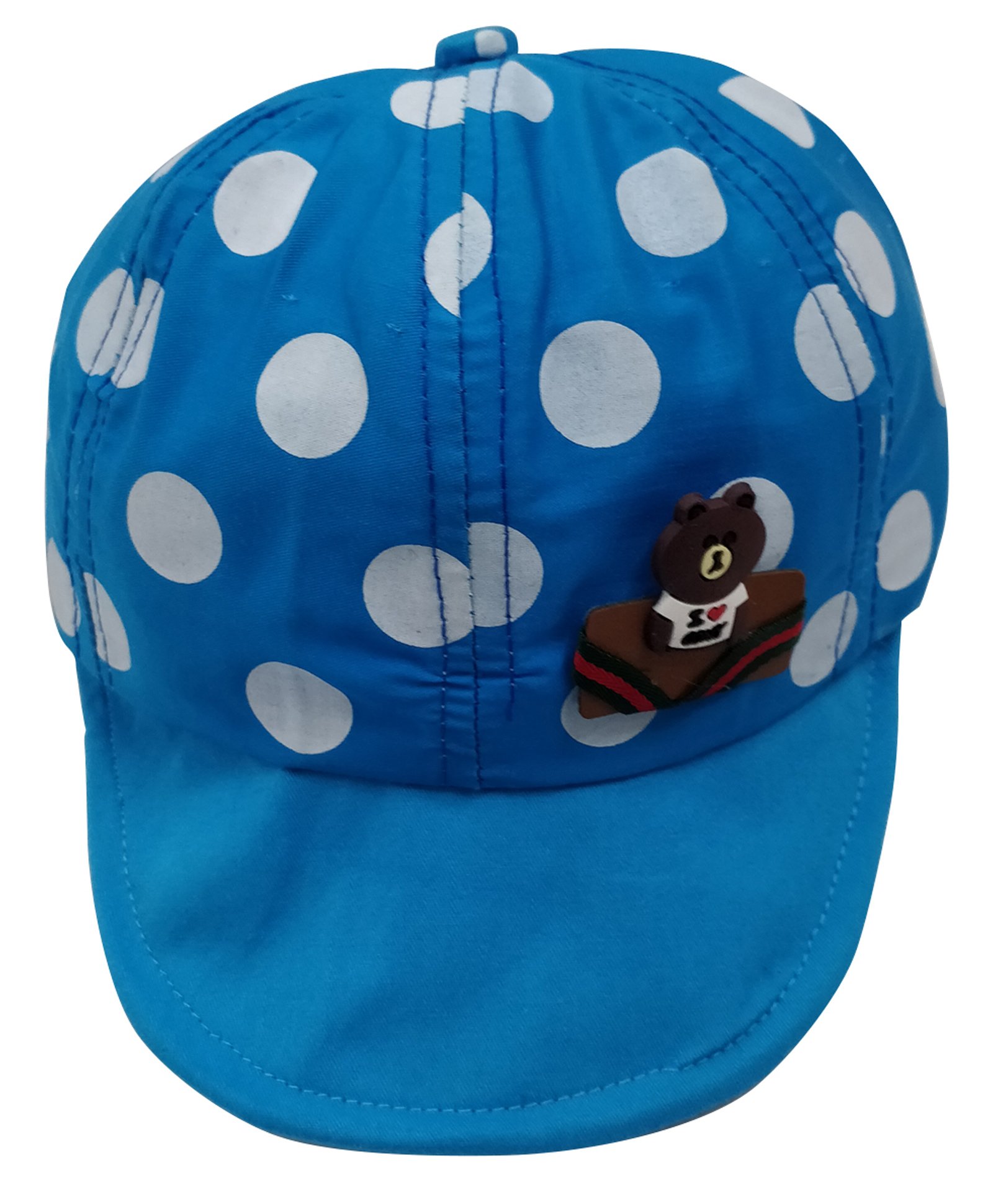 Kid-O-World Cotton Polka Dots Designed Bear Patch Detailed Cap - Dark Blue-picture-24