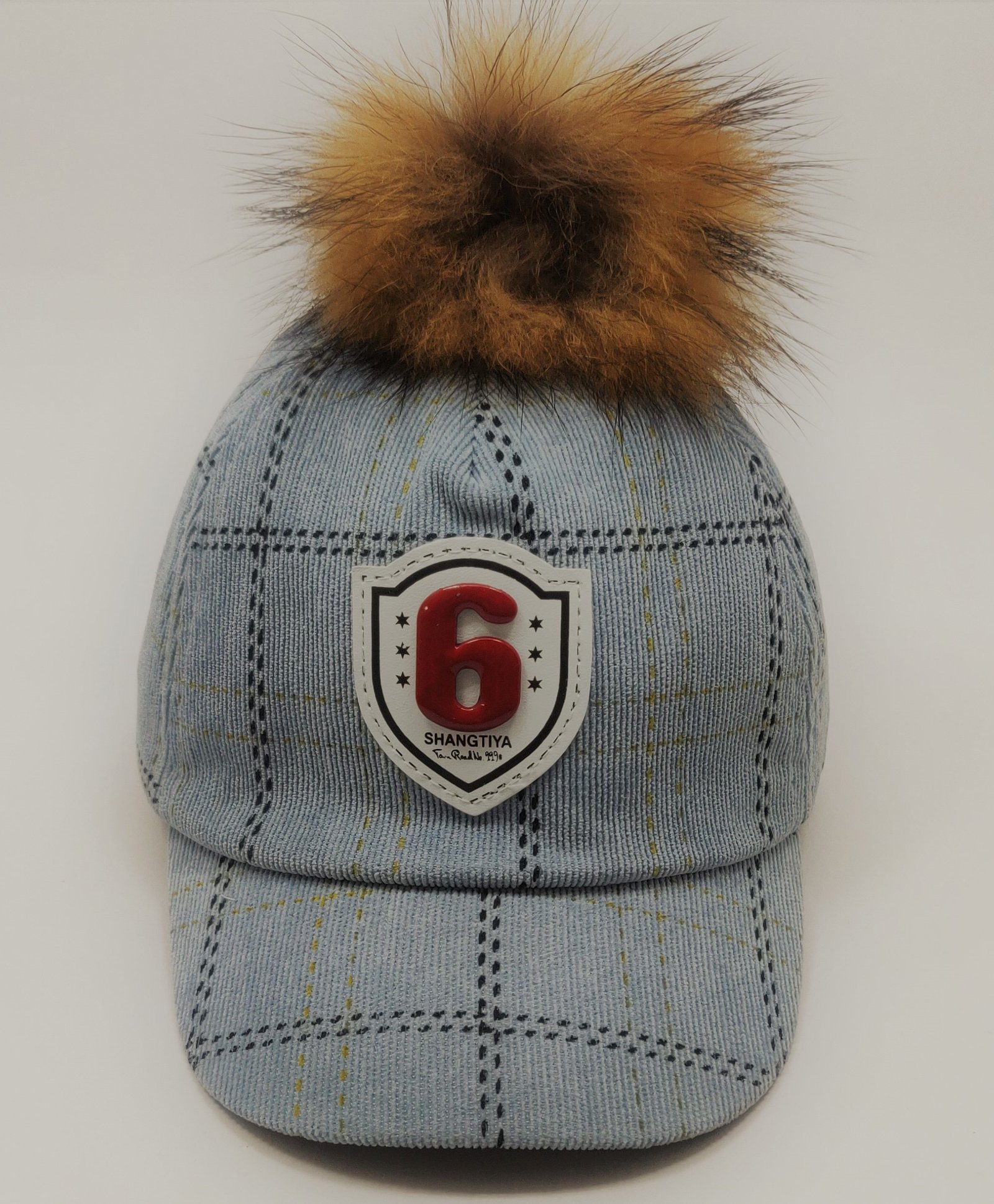 Kid-O-World Cotton Checked & Pom Pom Embellished Cap - Grey-picture-31