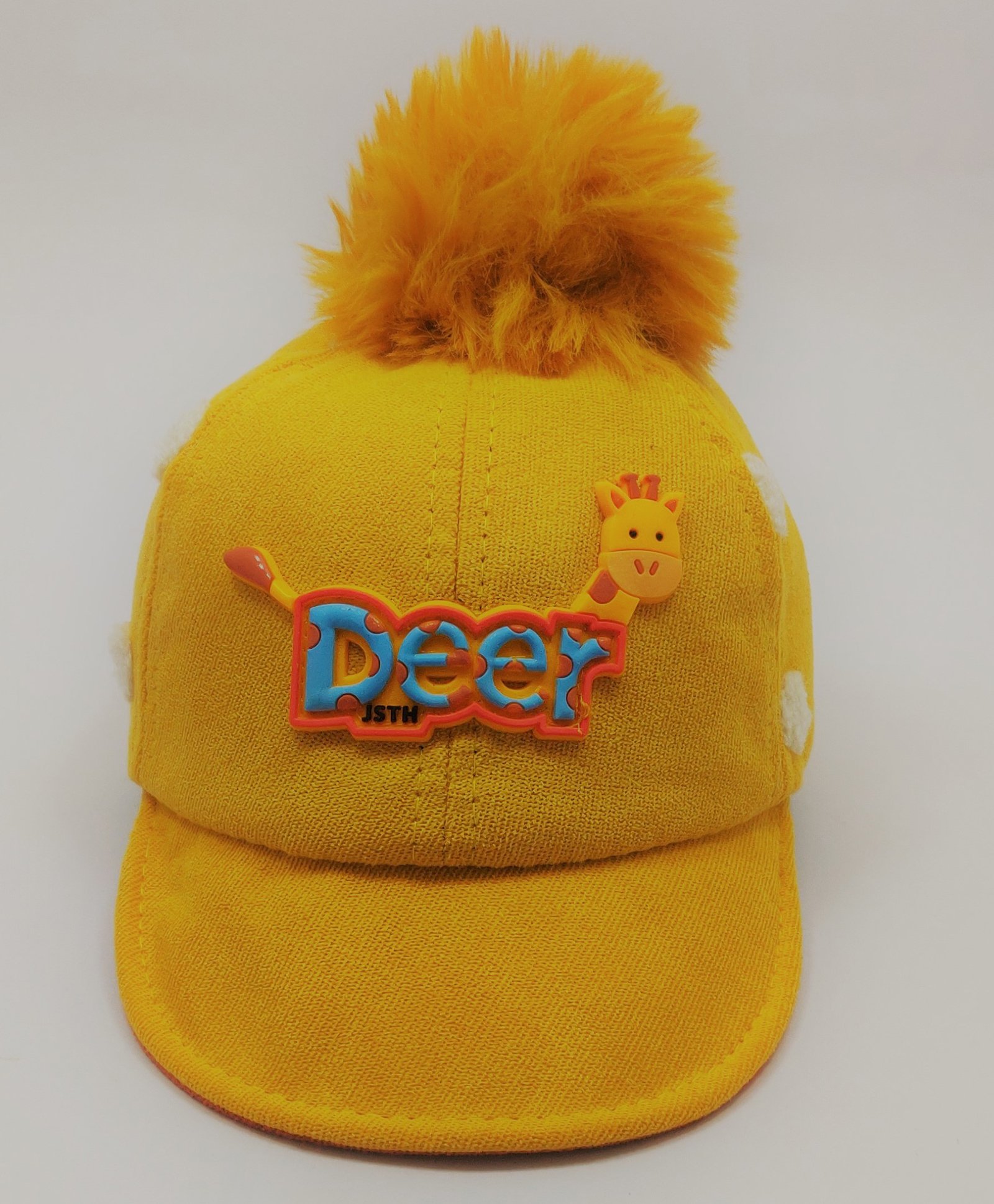 Kid-O-World Cotton Deer Text Patch Detailed Cap - Yellow-picture-11