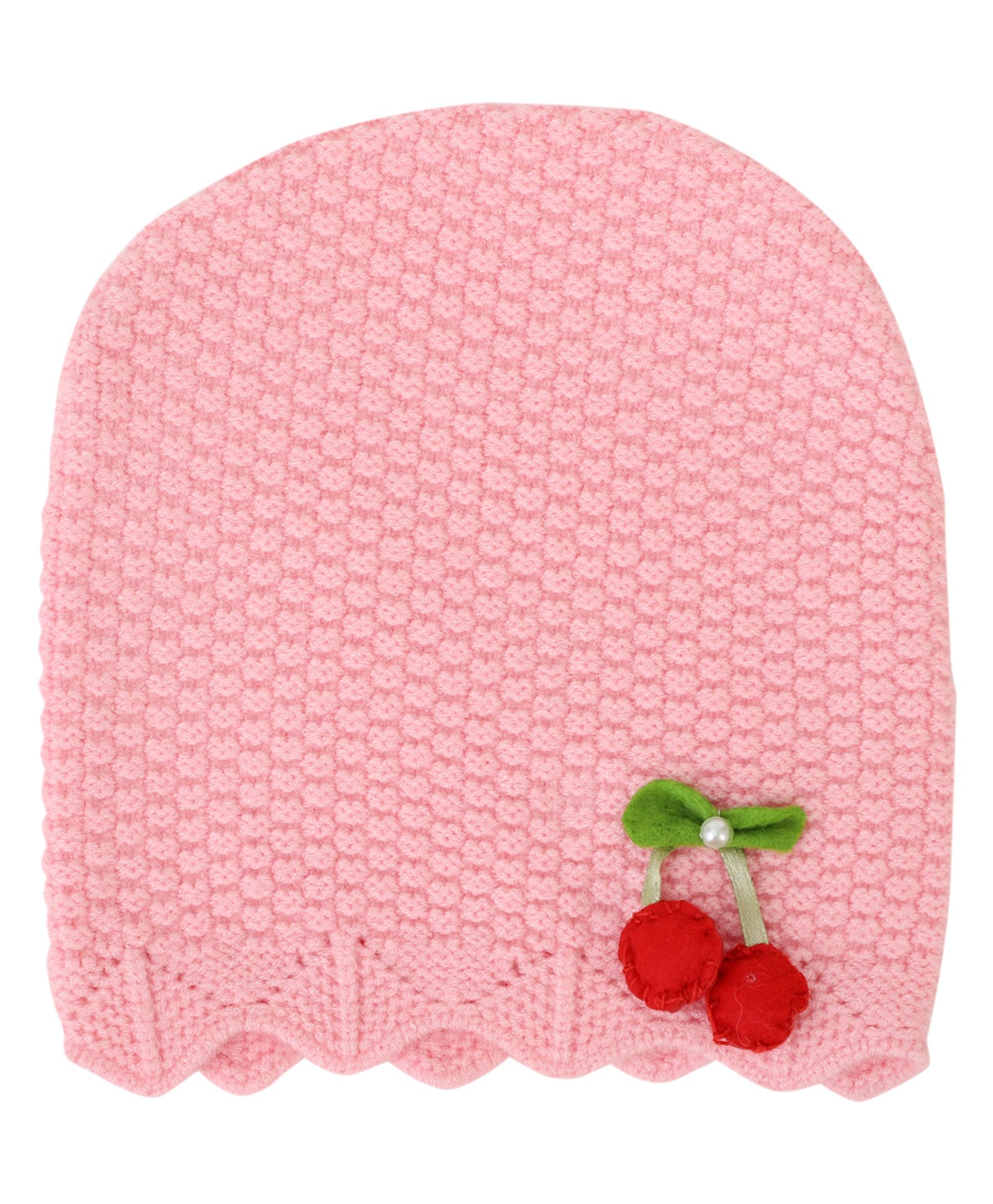 Kid-O-World Cotton Cherry Patch Detailed Honeycomb Designed Beanie - Light Pink-picture-32