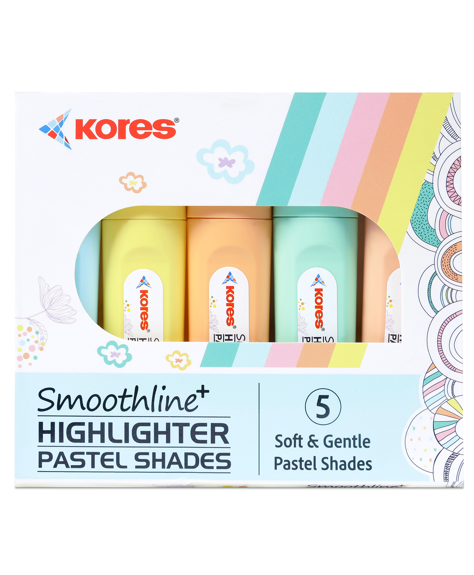Kores Smoothline Pastel Highlighter Pack Of 5 - Multicolour-image-39