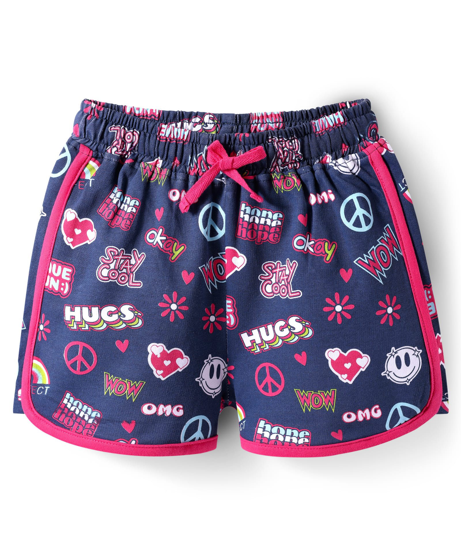 Pine Kids Looper Knit Mid Thigh Length Shorts with Text Print - Navy Blue-picture-16