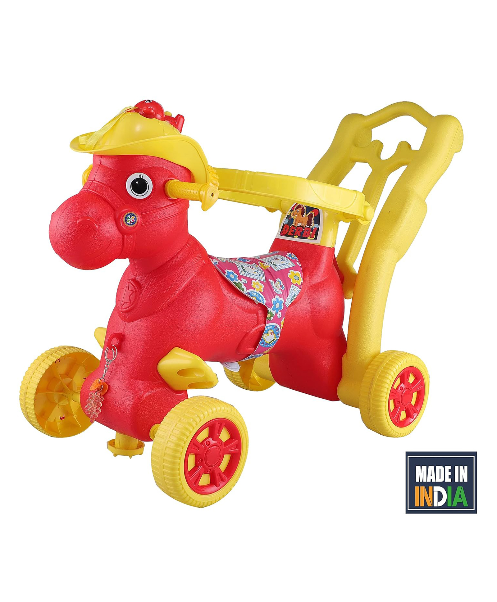 JoyRide Derbi 4-in-1 Rocking Horse Cum Ride On with Backrest 1 To 3 Years For Kids Push Rideons & Wagons Non Battery Operated Ride On