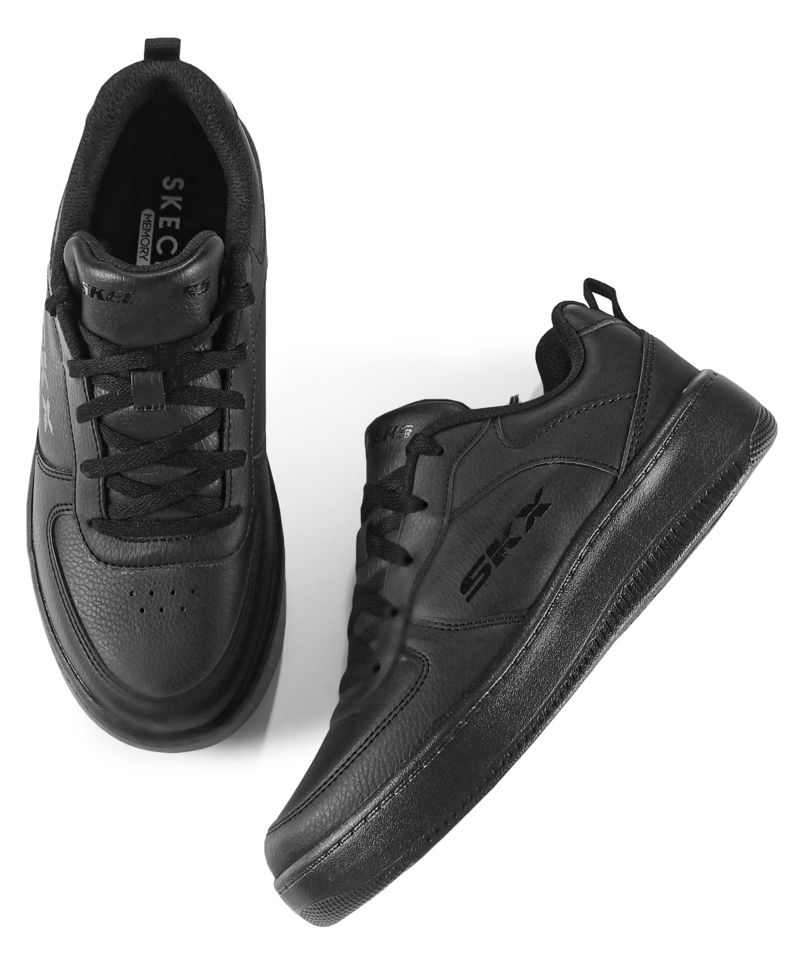 Skechers Lace Up School Shoes Solid Colour - Black-image-2