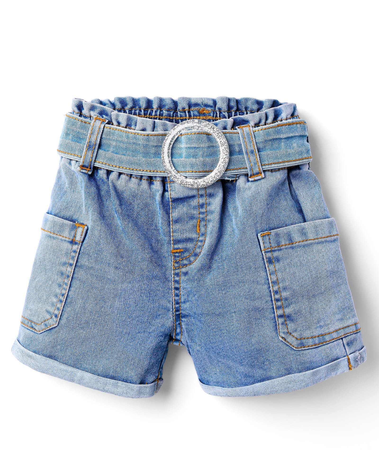 Babyhug Mid Thigh Denim Shorts With Stretch - Blue-picture-11