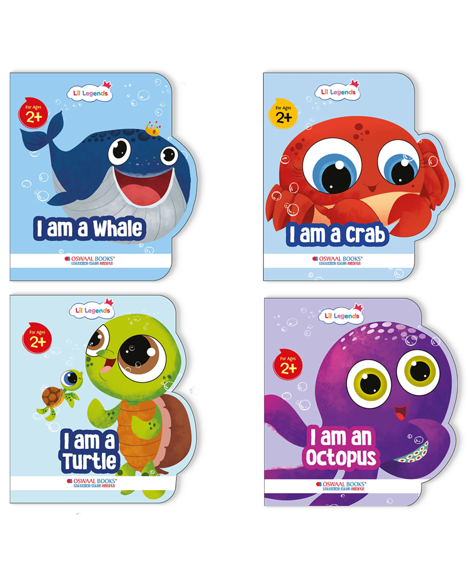 Oswaal Lil Legends Sea Animal Illustrated Board Book Set (Set of 4) | Fun Whale, Turtle, Octopus & Crab Shapes for Kids | Soft, Child-Friendly Picture Books-image-49