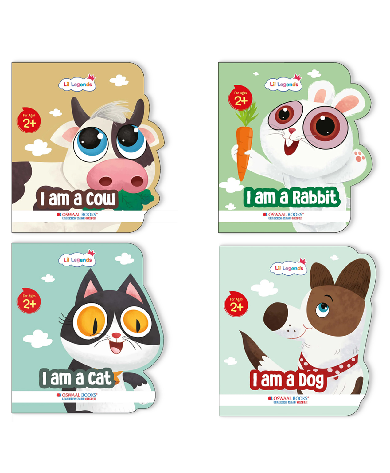 Oswaal Lil Legends Pet Animal Illustrated Board Book Set (Set of 4) | Cat, Rabbit, Dog & Cow Shapes for Kids | Soft, Child-Friendly Picture Books-image-43