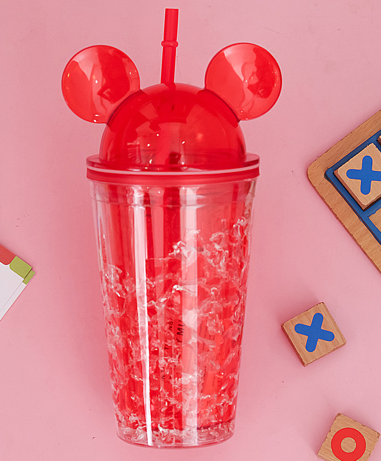 The Procure Store Mouse Design Double Layer Transparent Sipper With Straw Red - 500 ml-image-42