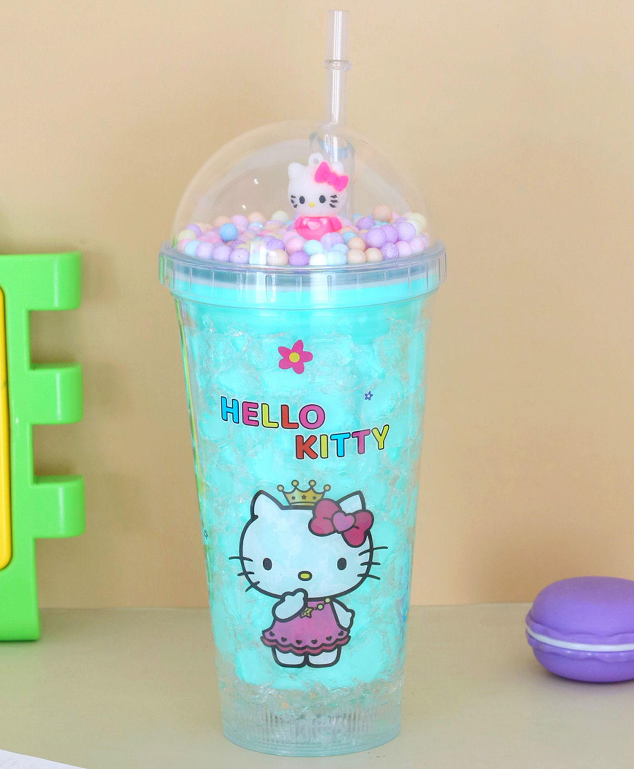The Procure Store Hello Kitty Design LED Sipper With Straw Green - 550 ml-image-10