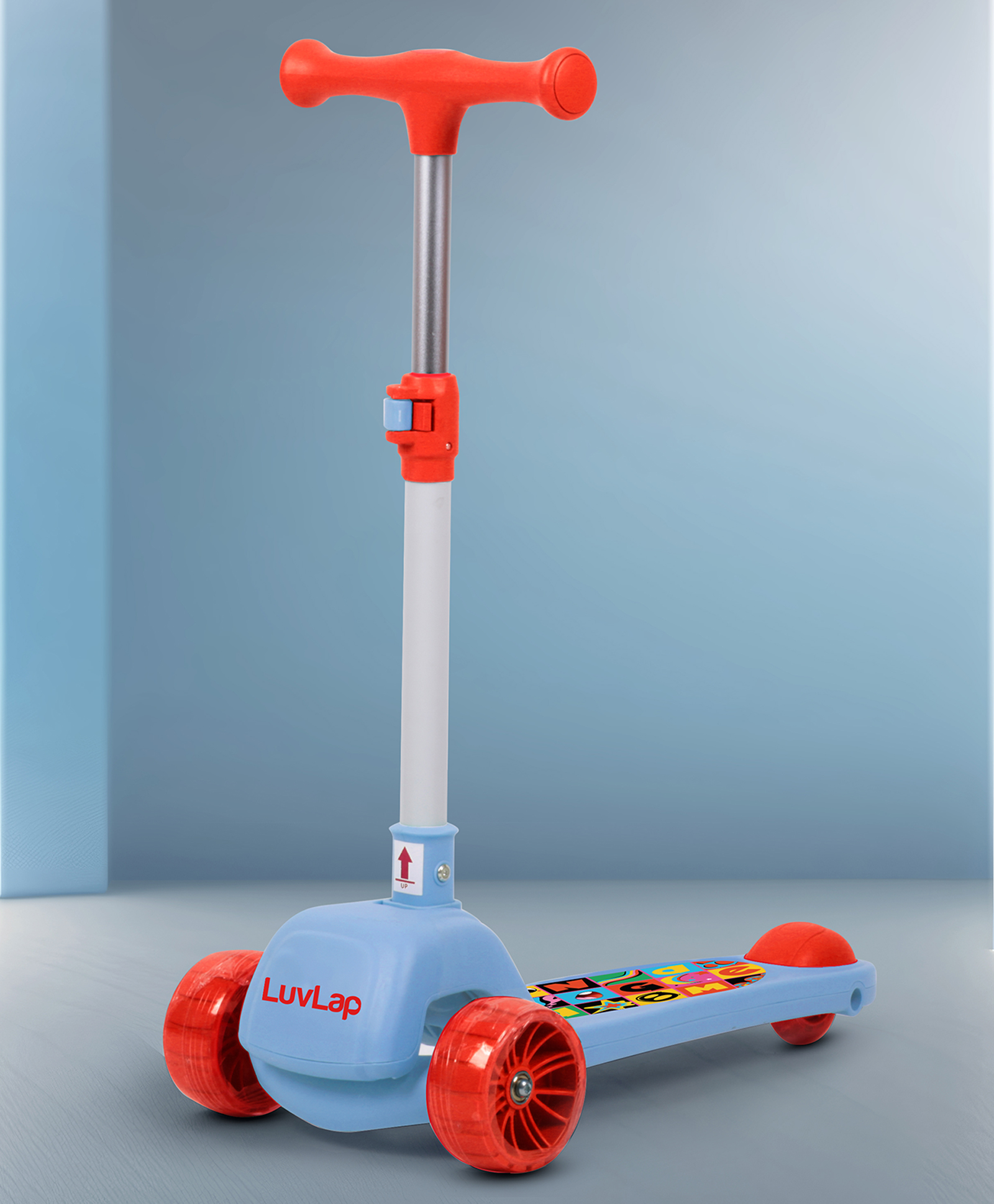 luvlap Luv Lap Elegant 3-Wheel Kick Scooter with Adjustable Height & Easy-Grip Handlebars - Blue & Red-picture-0