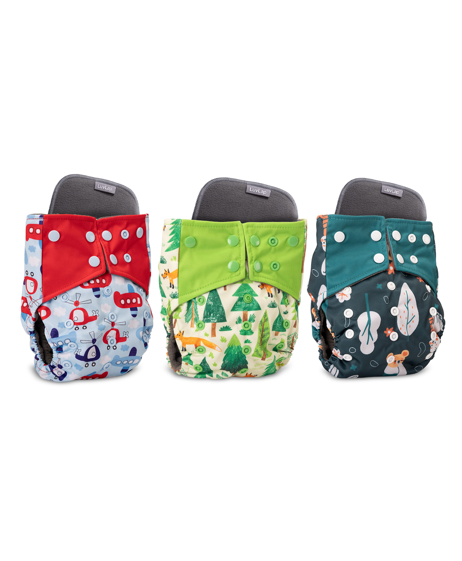 LuvLap Reusable Baby Cloth Diapers with Double Leak Guard High Absorption Stain-Proof Comfort & Protection Pack of 3 - Multicolor-picture-12