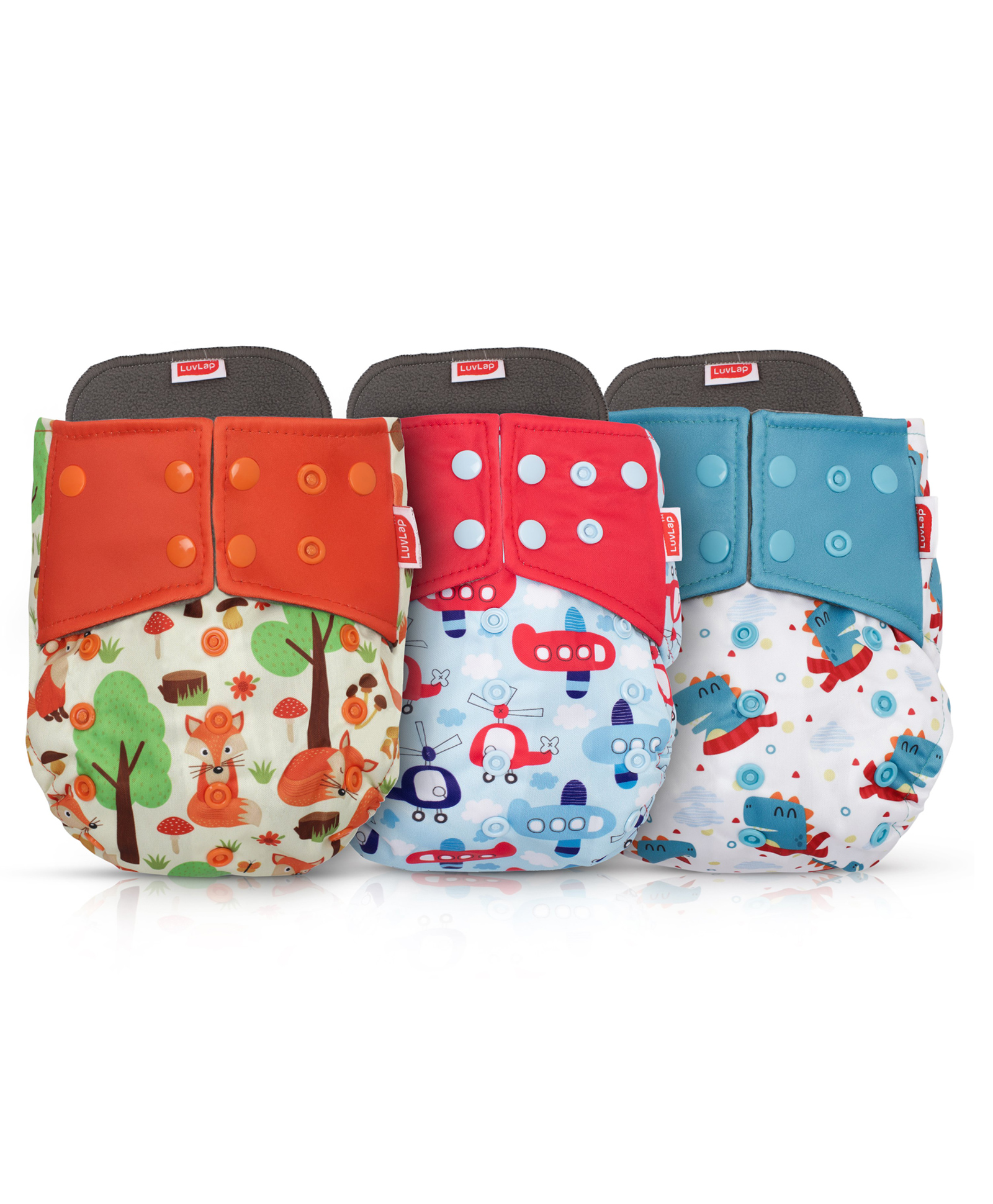 LuvLap Reusable Baby Cloth Diapers with Double Leak Guard High Absorption Stain-Proof Comfort & Protection Pack of 3 - Multicolor-picture-22