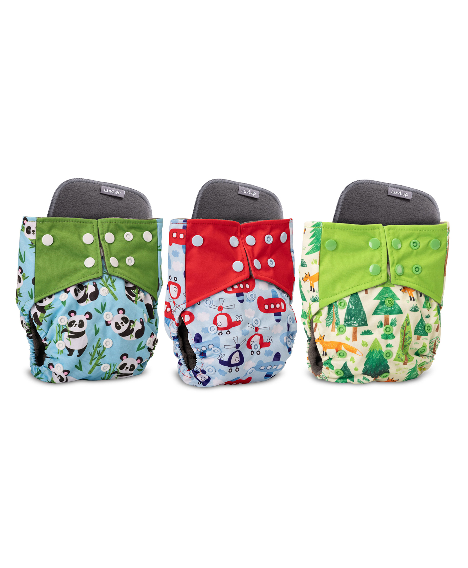 LuvLap Reusable Baby Cloth Diapers with Double Leak Guard High Absorption Stain-Proof Comfort & Protection Pack of 3 - Multicolor-picture-9