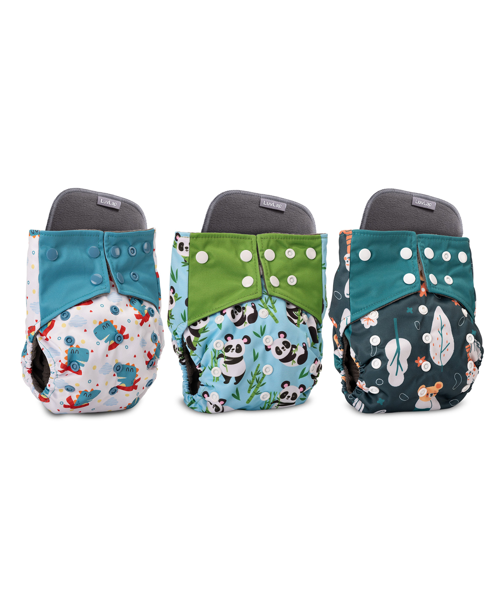 LuvLap Reusable Baby Cloth Diapers with Double Leak Guard High Absorption Stain Proof Comfort & Protection Pack of 3 - Multicolor-picture-25
