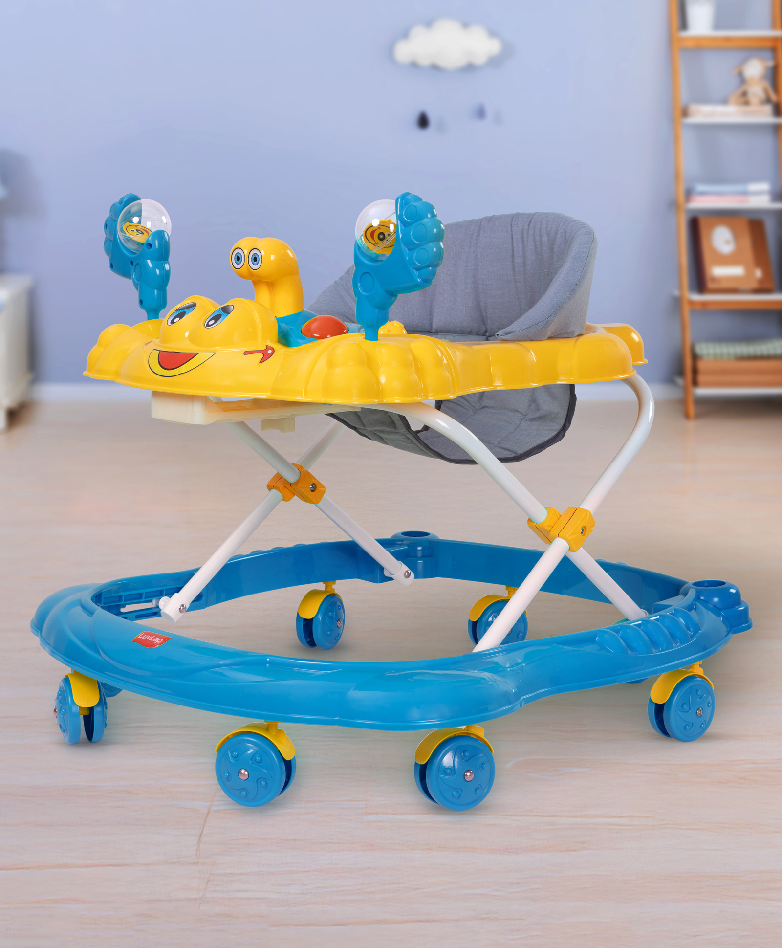 Luv Lap Starshine Baby Walker 360° Seat, 3-Level Height Adjustment & Play Tray for Babies - Blue-image-40