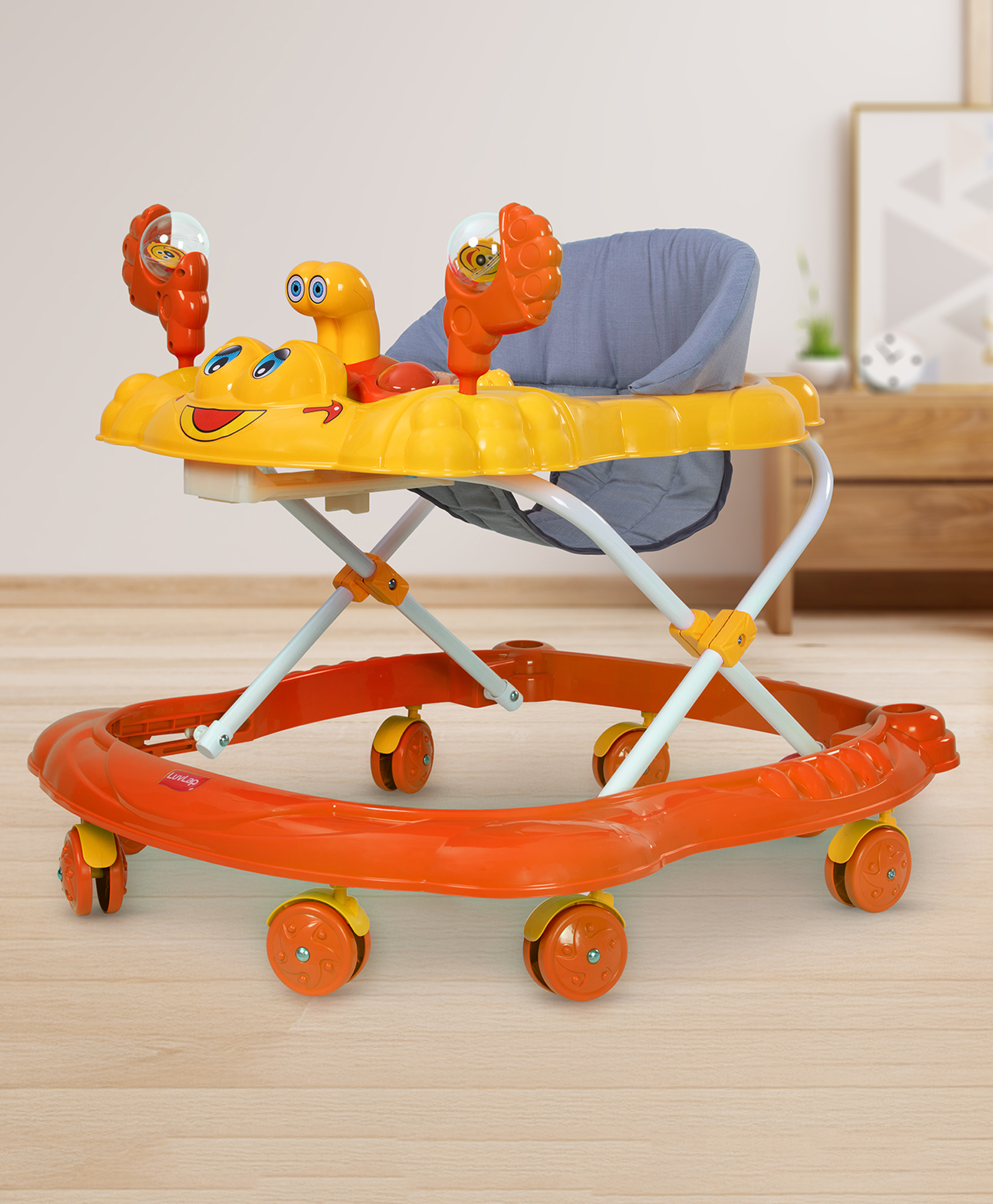 luvlap Luv Lap Starshine Baby Walker with 3 Level Height Adjustment & Crab Applique - Orange-picture-24
