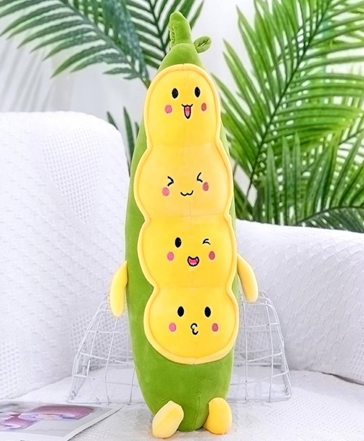 Urbane Chic Plush Pea Body Pillow Toy, Yellow and Green, 54 cm Soft Stuffed Animal for Adults, Girlfriend, Kids-Multicolor-picture-38