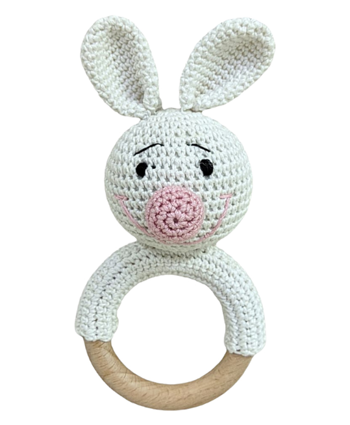 HAPPY THREADS Cuddly Bunnies RingRattles - Handmade Crochet Baby Toys-picture-37