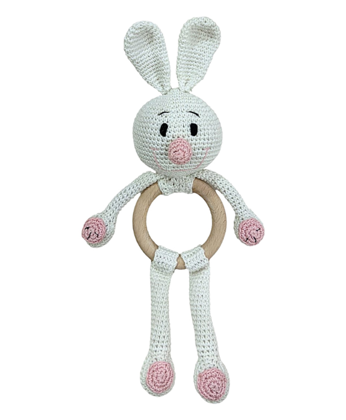 HAPPY THREADS Cuddly Bunnies Rattles Toy - Handmade Crochet Baby Toys-picture-40