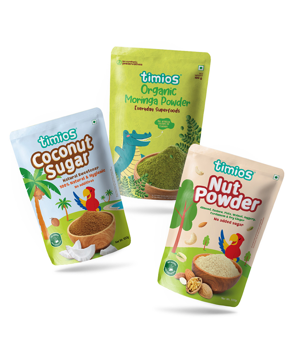 timios Organic Combo Pack of Coconut Sugar Moringa Powder & Nut Powder - 100 g Each-image-13
